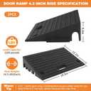 4.3" Rise Rubber Threshold ramp for Doorway/Cars, Step/Stair Rubber ramp with with Non-Slip Surface for wheelchairs/Curb/shed, 2200Pounds Load Capacity.