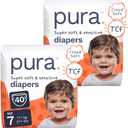 Pura Baby Diapers Size 7 (37+ lbs) 40 Count Sensitive Skin