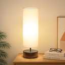 Touch Table Lamp, 3Way Dimmable Modern Minimalist Accent Bedside Lamp with Cylinder Fabric Shade, Night Light Nightstand Desk Lamp for Bedroom Living Room Kitchen, 9W LED Bulb Included