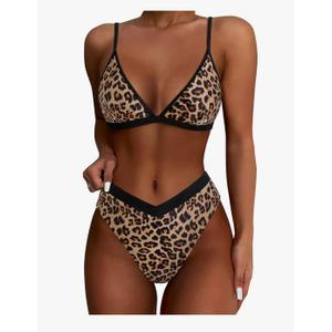 SUUKSESS Women Triangle High Cut Bikini Sets Sexy High Waisted 2 Piece Swimsuit, L