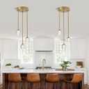 3-Light Teardrop Crystal Pendant Light, Dimmable LED Crystal Globe Hanging Light Fixture, Modern Ceiling Pendant Lighting for Kitchen Island Dining Room Bedroom Bar 3000K 24W Brush Brass, 4 x 7.08 x 49 inches