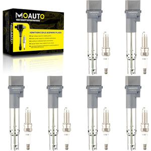 Set of 6 Ignition Coils Pack UF616 022905715E & 6 PCS Iridium Spark Plugs Compatible with Audi Q7 Volkswagen Atlas CC Passat Touareg Porsche Cayenne - 3.6L V6 Replace GN10443 022905715A
