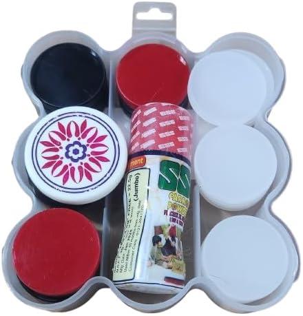 Carrom Board Acrylic Coins | Set of 24 Coins 1 Striker 1 Powder 20 Grams | Professional Carrom Board Game | Superfine Acrylic Coins Set Combo Tournament Grade