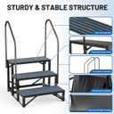 RV Steps Spa Steps with Handrail - 3 Step Hot Tub Steps Trailer Steps Mobile Home Stairs for 5th Wheel RV, Trailer, Hot Tub, Pool, Porch with Non-Slip Mats