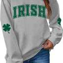 St. Patrick's Day Sweatshirt for Women Lucky Shamrock Long Sleeve Sweater Irish Clover Casual Graphic Pullover Tops (XL)
