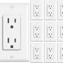 BESTTEN 15 Amp Decorator Receptacle Outlet, Standard Electrical Wall Outlet for Residential and Commerical Use, 15A/125V/1875W, Decor Wall Plate Included, UL Listed, 10 Pack, White