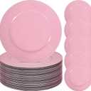 24 Pcs Pink Charger Plates Bulk, 13" Round Beaded Plate Chargers for Dinner Plates, Decorative Dinner Chargers Plastic Table Chargers for Wedding Holiday Party Baby Shower Event Decoration (Pink)