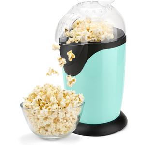 Hot Air Popcorn Maker, 10-Cup Electric Pop Corn Popper machine with Measuring Cup & Butter Melter, Fast Popping & Oil-Free, BPA-Free kitchen appliances for Home Movie Nights & Parties - Aqua