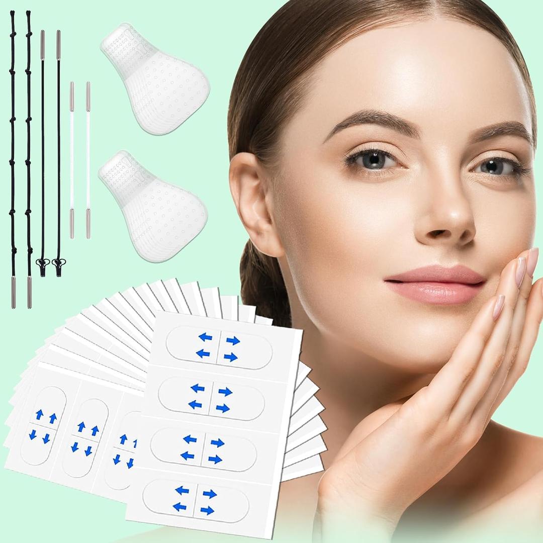 Face Lift Tape Invisible With String, Face Tape Lifting Invisible, Neck Lift Tape Behind Neck, V-Shaped Instant Facelift, Waterproof Transparent for Sagging Skin, Double Chin, Wrinkles, Eyes, 160PCS-F