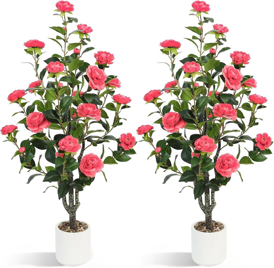 Artificial Camellia Tree 2 Pack, 43.3" Tall Fake Camellia Plant
3.6FT Faux Camellia Tree Pink with Planter, Artificial Silk Flower Tree For Outdoor Indoor Floor Front Porch Home Decor