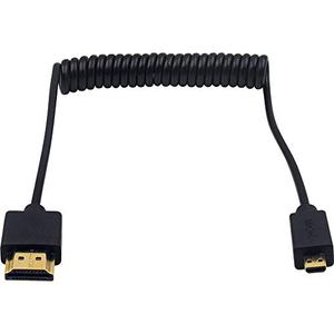 Duttek Micro HDMI to HDMI Coiled Cable 1FT-4FT, 4K@60Hz HDMI to Micro HDMI Adapter Cable Extreme Slim/Thin, 3D for Camera, DSLRs, Camcorders, Portable Screens, Raspberry Pi 5 4, GoPro Hero 7/6