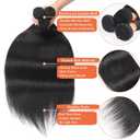 Human Hair Bundles Straight Bundles Human Hair 18 20 22 Inch No Tangle No Shedding Double Weft 3 Bundles 100% Unprocessed Brazilian Virgin Human Hair Extensions Natural Color