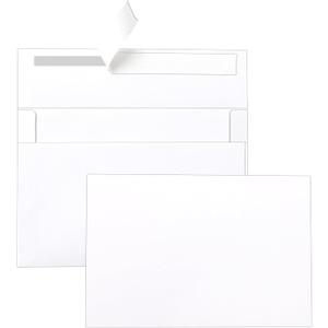 White Blank Flat Cards and Envelopes 4 x 6 Heavyweight Single Panel Cardstock and A4 Envelopes Printable Self Seal 100Packs for DIY Wedding Invitations, Birthday, Thank You Cards, Graduations