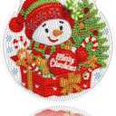 Eiflow Glass Diamond Art Hanging Kit for Adults Christmas, DIY Stained Glass Diamonds Painting Door Hanging Board Kit, Crystal Diamond Art Painting Pendant Ornament Full Drill (Snowman)