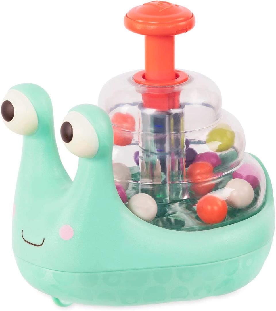 B. toys Light Up Snail Ball PopperBaby Toy with Glowing Effects & Easy Grip Handle Interactive Educational Toy for Motor Skills Development Colorful Baby Toys for 10+ Months
