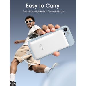 TG90° 10000mAh Slim Portable Charger with Built in Cables,Power Bank Travel Charger Cell Phone External Battery Pack,4 Output External Battery Pack Compatible with iPhone Android Phone