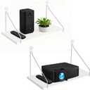 2 Pcs Projector Shelf for Wall 12 x 6 Inch Modem Router Shelf with Seamless Nail Router Wall Mount Modem Cable Box Under TV Floating Holder Stand Accessories, White