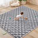 Baby Play Mat 79" X 71", Premium Thicker Foam One-Piece Crawling Mat, Anti- Slip Crawling Mat Activity Playmats for Babies,Toddlers, Infants, Play & Tummy Time (Grey White)