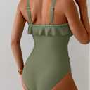 Ruffled Shell Stitched One Piece Swimsuit Tummy Control Bathing Suit