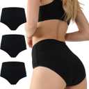 BATTEWA Leak Proof Underwear for Women Washable, Incontinence Underwear Absorbency Cotton Panties Bladder Leakage Protective 50ML(Black, 3X-Large,3-Pack)