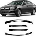 Tape-On Smoke Tint with Chrome Trim Window Visors Compatible with 2018-2022 Honda Accord Sedan Shatterproof Window Deflectors 4pcs