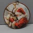 IDUXIY Vintage Christmas Wall Art Decor, Retro Santa Reindeer Canvas Print Round Wall Hanging Decor, Framed, 10x10 Inch.(126)