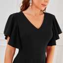 Bridesmay Women's Formal Wedding Guest Dress for Women 2026 Short Sleeve Fit and Flare Tea Party Dresses (Black, XXL)