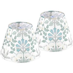 GO&SO 9" Lamp Shades Set of 2 Mini Small,Printed Floral Lampshades for Table Lamps,Wall Lamps, 5" Top 9" Bottom 6.4" High Spider Modern Art Deco Lampshade Replac (Clip Lamp Adapter Not Included), 9" Small Printed-2 Pcs