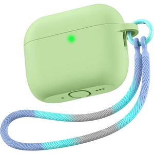 Matekxy for Airpods Pro 3 Case 2025 Cute - for Airpod Pro3 Generation Soft Silicone Cover with Lanyard & Keychain, Shockproof Scratch Resistant for Women, Perfect for Commuters and Travelers, Green