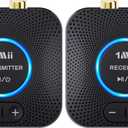 1Mii 2.4GHz Wireless Audio Transmitter Receiver Set for TV, 260Ft/80M Long Range 25ms Low Latency with AUX RCA in/Out, Wireless Audio Adapter for TV PC Powered Speaker Amplifier Soundbar