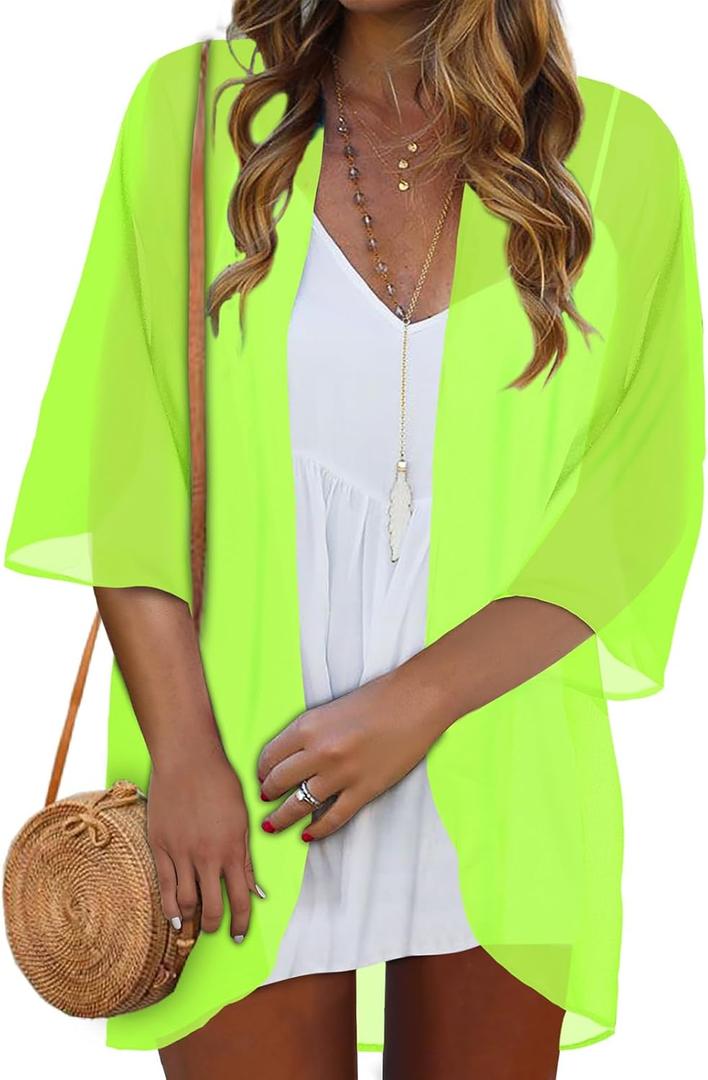 Women Kimono Cardigans Casual Summer Tops Cover up Open Front Floral Print Resort Wear 2026 (S)