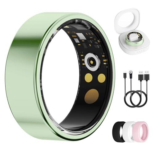 UniJethro Smart Ring for Women & Men, Health Tracker Ring with Heart Rate, Blood Oxygen,Blood Pressure, IP68 Waterproof Fitness Ring, Sleep Tracker for iPhone and Android, No APP Fee (Green, 9#)