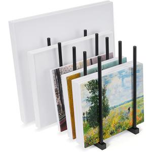 ikkle Art Storage Rack Painting Canvas Storage Rack for Display, Metal Drawing Printing Rack for Canvas Frames, Black
