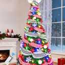 Livole 6FT Pop Up Christmas Tree with 200 LED Lights, Collapsible Predecorated Artificial Christmas Tree with Ball Ornaments & Remote Control, Indoor Xmas Tree for Holiday Party