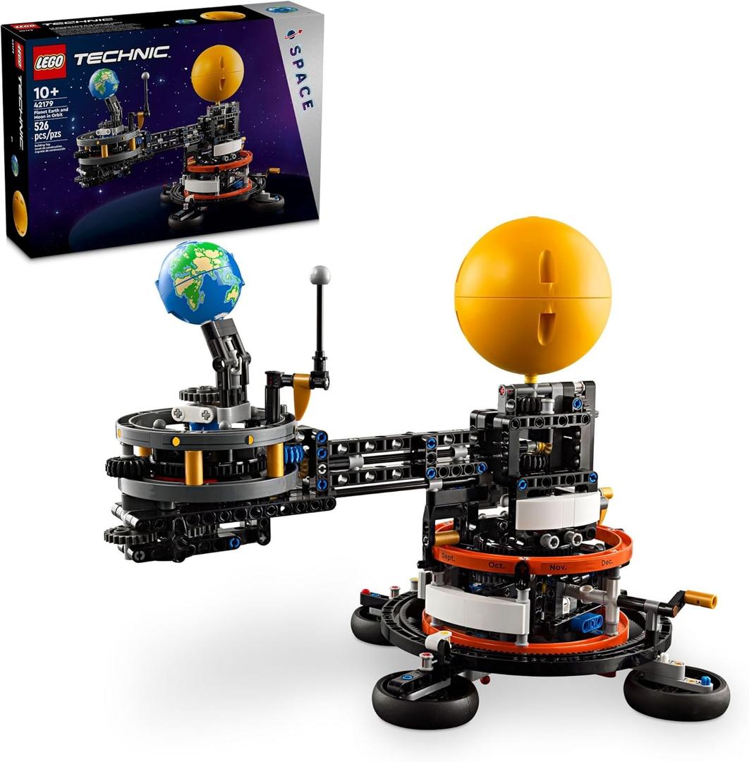 LEGO Technic Planet Earth and Moon in Orbit Building Set, Outer Space Birthday Gift for 10 Year Olds, Solar System Space Toy for Imaginative, Independent Play, Space Room Dcor for Boys & Girls, 42179