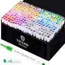 240 Colors Markers Set, 240 Colors Dual Tip Markers Set, Fine & Chisel Double Tipped Art Markers for Kids Adults Beginners & Artists in Coloring, Painting(Water-based Markers)
