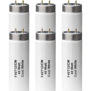 (6Pack) T12 4FT Fluorescent Bulb,F40T12/CW 40W 48inch Light Tube,4100K Cool White,Replaces F40T12/CW/Supreme,F40CWX,Medium Bipin(G13) Base, 2600 Lumens