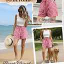 Womens Ruffle Waist Gingham Plaid Shorts Pajama Cotton Boxer 2026 (Red, S)