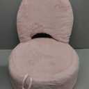 GREENSTELL Small Vanity Stool Chair with Storage and Folding Back, 13" x 13" x 17.7" Faux Fur Soft Ottoman for Teenager, 4 Metal Legs with AntiSlip Feet, Furry Padded Seat for Makeup, Bedroom, Pink