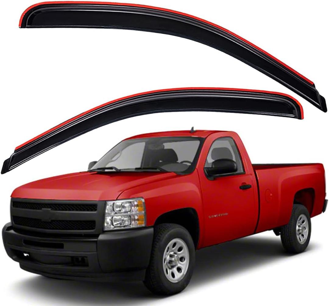 Lightronic Extra Durable in-Channel Auto Vent Window Visor, Fits 2007-2013 Chevrolet Silverado & GMC Sierra 1500, 2007-2014 Silverado/Sierra 2500 HD & 3500 HD, Regular/Extended/Crew Cab, Smoke, 2-Pcs