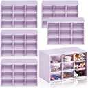 Amyhill 6 Pcs Mini Drawer Organizer Small Organizer with 9 Drawers Plastic Desktop Craft Storage Box for Office Home Room Jewelry Cosmetics Collection(Purple)