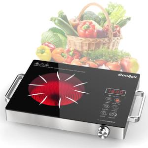 Single Burner Electric Cooktop - 110V Portable One Burner Hot Plate 1800W, Countertop Electric Stove top for Home, Camping, RV, Timer, Child Lock, Steam, BBQ, Stir Fry, 110-120V Plug in
