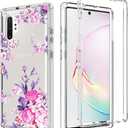 for Galaxy Note 10 Plus 5G, Crystal Clear Case, TPU 360Full Body Shockproof Hybrid Phone Case for Samsung Galaxy Note 10 Plus Rose Flower