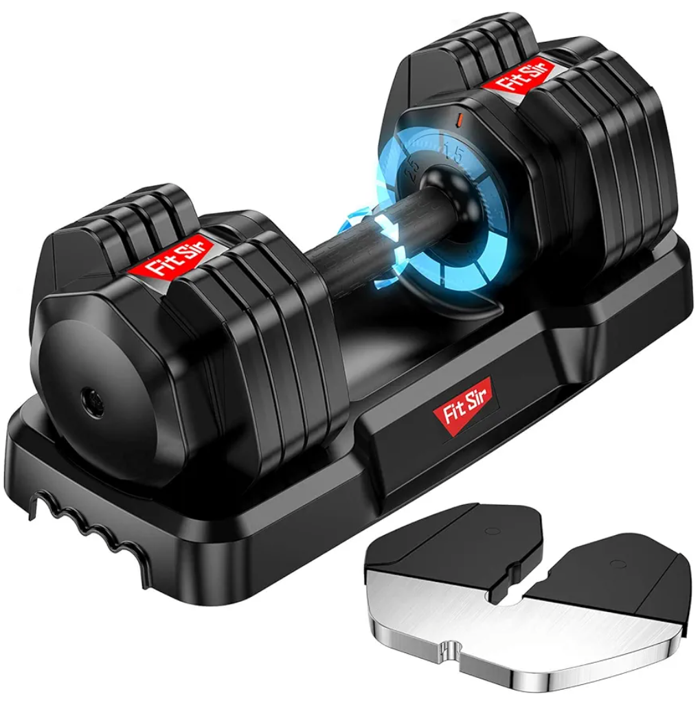Fit Sir Adjustable Dumbbell Set 55lbs (Single), 15~55lb Hand Weight Change with Anti-Slip Handle for Men Women Home Gym Body Workout Exercise Fitness Strength Training (Black)