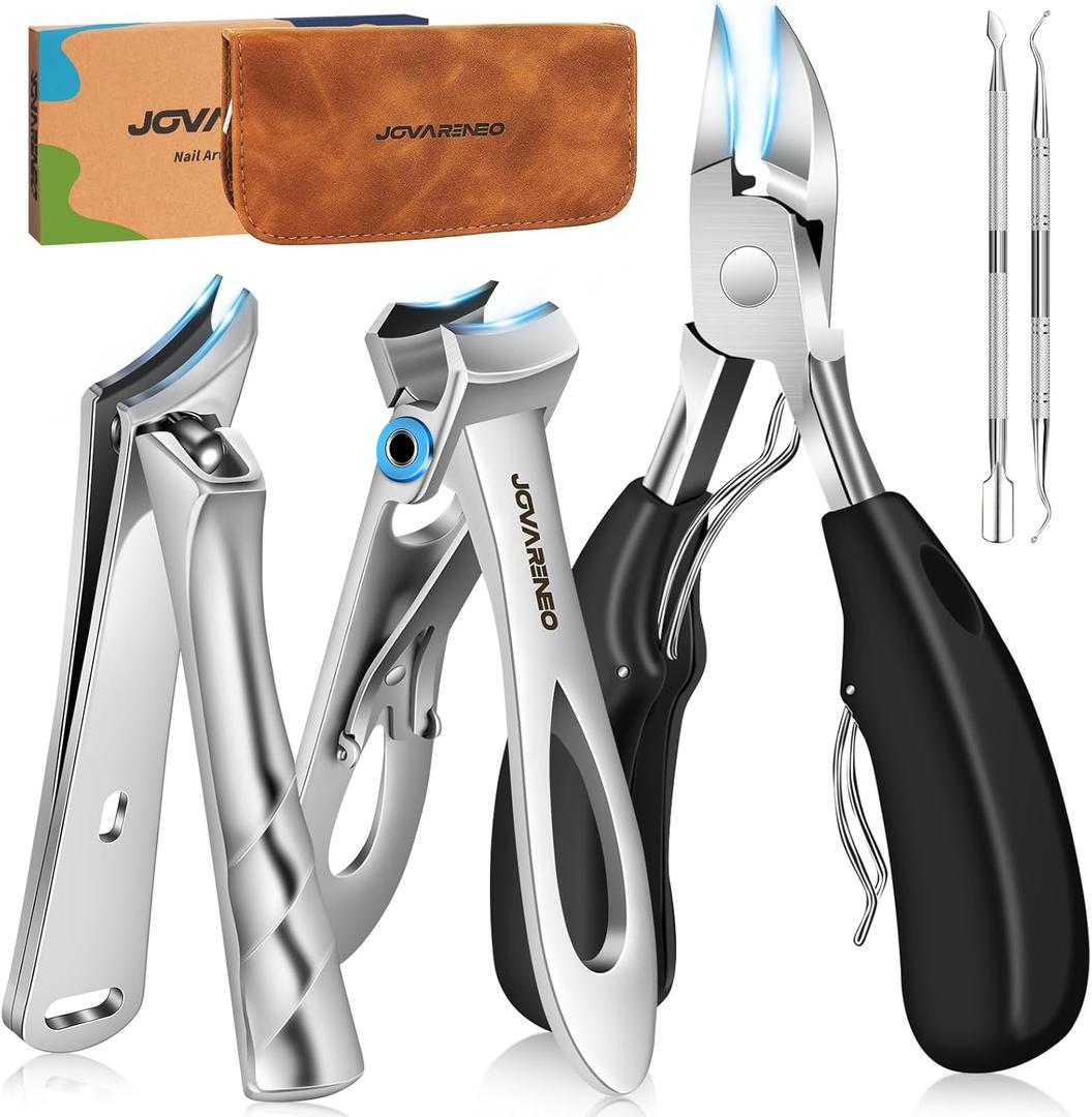 Nail Clippers for Seniors, Heavy Duty Ingrown Toenail Clippers with Long Handle Wide Jaw Fingernail Clippers and Slanted Nail Cutter for Thick Nail for Men Women Pregnant Elderly 5Pcs