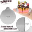 4 Inch Mini Cake Boards 50 Pack Silver Mini Dessert Plates Round Disposable Cardboard Plates for Cake DIY, Baking Dessert Party Wedding Birthday (Silver)