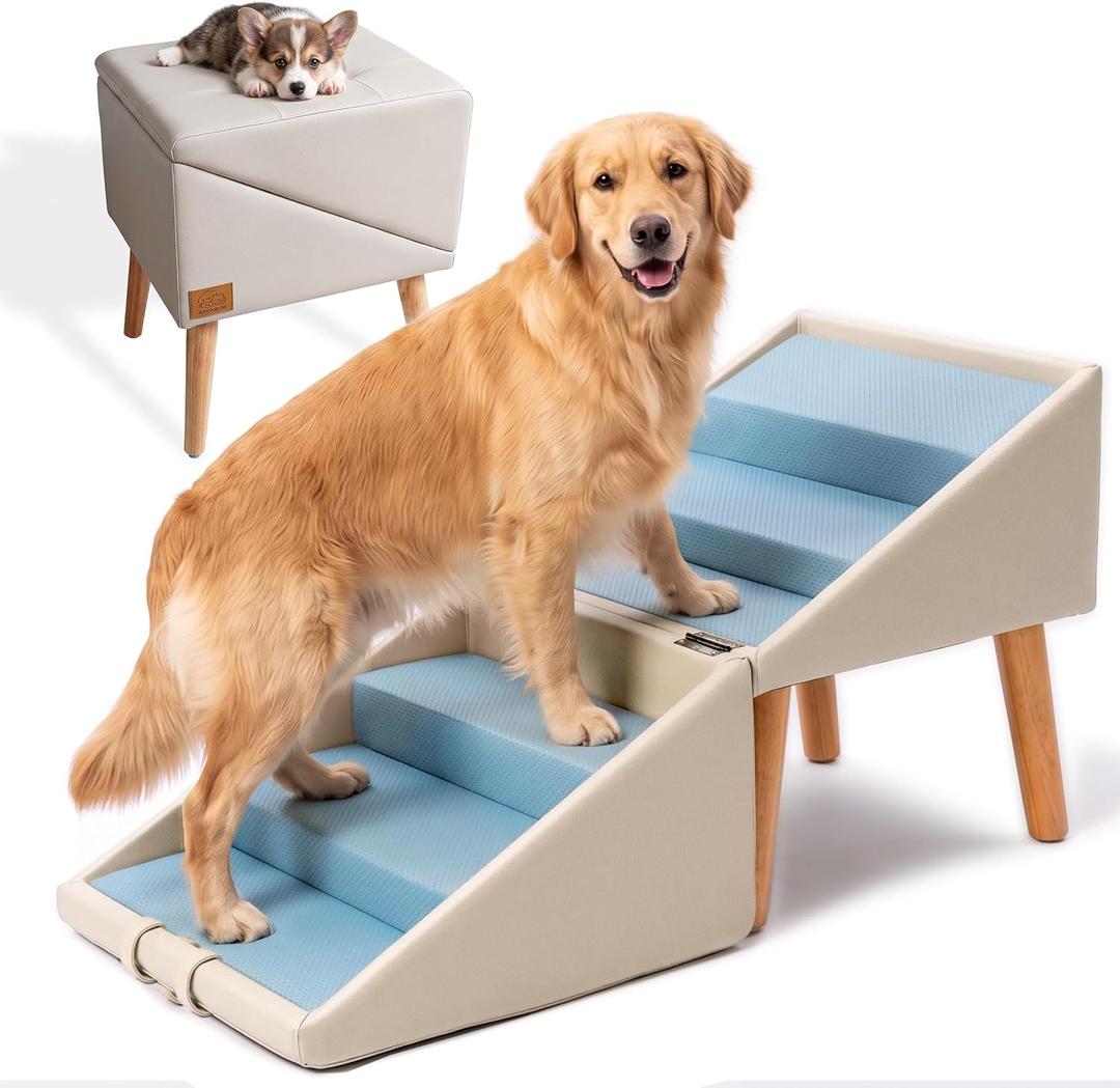 22.05" H Dog Stairs for High Bed, 6-Step Non-Slip Dog Steps for Large Dogs