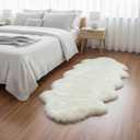 Real Sheepskin Rug 2' x 6' Double Pelt Natural Genuine Sheep Skin for Bedside/Accent, Soft & Plush - Throw Rugs for Bench/Chair - All Natural Non-Dyed Color
