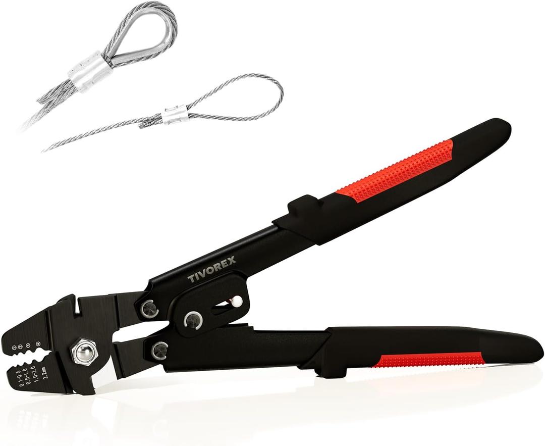 Wire Rope Crimping Tool, Swager Tool for Aluminum Crimping Loop Sleeves up to 2.2mm, 1/64in to 3/32in Stainless Steel Cable Crimper for Cable Crimping and Swaging Projects