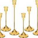 6 Pcs Candlestick Holders Taper Candle Holders, Metal Tall Candlestick Holder Golden Candle Stick Holder for Pillar Candles, Candlesticks for Party Fireplace Wedding Dining Table Halloween Decoration